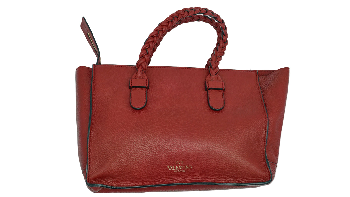 BOLSA VALENTINO GARAVANI BRAIDED HANDLE BAG RED
